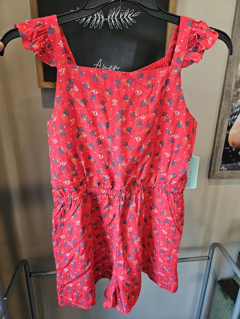 NWT Copper Key Girls Romper Size XL Red With Floral